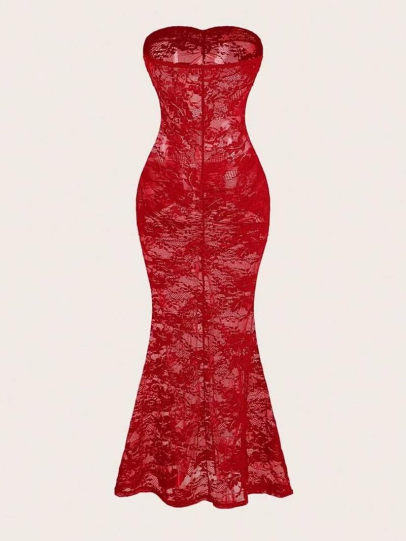 Women's Floral Lace Fishnet Dress, Elegant Fashion Dress for Party Club Dating Wear, Women Dress for Summer, Floral Print Bodycon