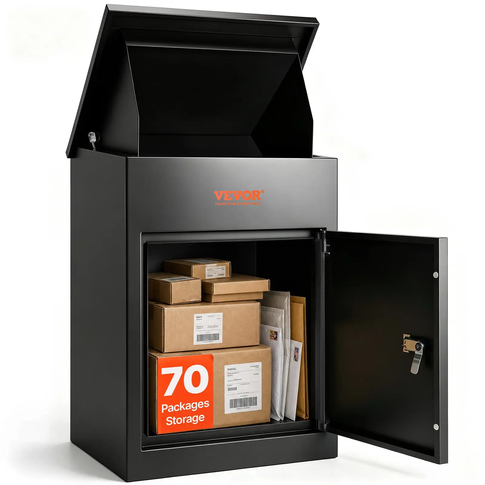 VEVOR Package Delivery Boxes for Outside, Extra Large Mailbox with Coded Lock, Galvanized Steel Wall Mounted Mailboxes 17.3"x13.8"x22.8", Anti-Theft Baffle, IPX3 Waterproof for Porch, Curbside