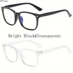 Unisex Retro Square Blue Light Glasses - Full Rim Lightweight Frames, Transparent Lenses, Minimalist Fashion Eyewear for Office Work, Daily Wear