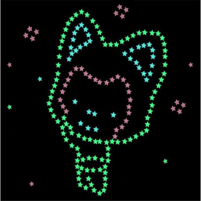 2 pcs Mixed Color Glow in The Dark 3D Stars Luminous Fluorescent Plastic Wall Sticker for Kids Baby Room Bedroom Ceiling Home Decor