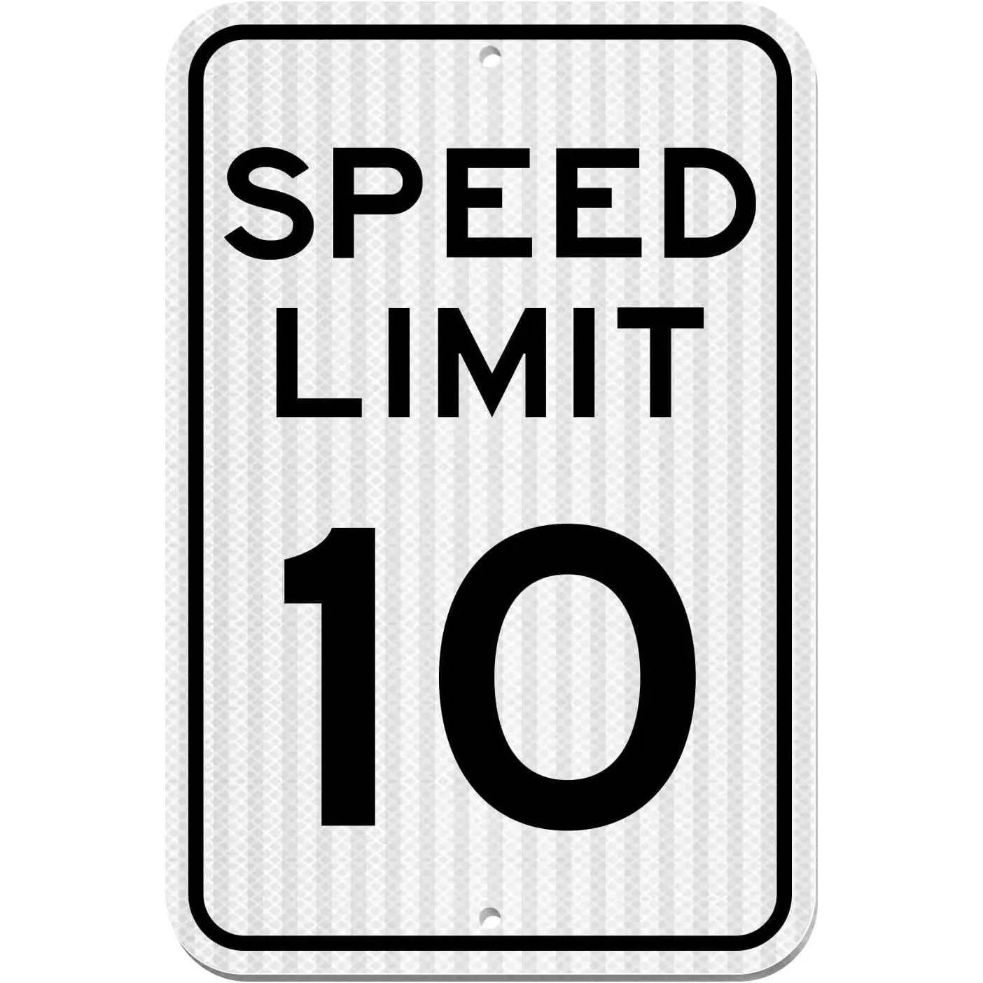 Speed ​​Limit Sign 10 MPH, Slow Down Traffic Sign, 12" x 18", Reflective 40Mil Aluminum, Outdoor Easy Install Non-Fade and Rust-Resistant, Suitable for Streets or Schools (White)