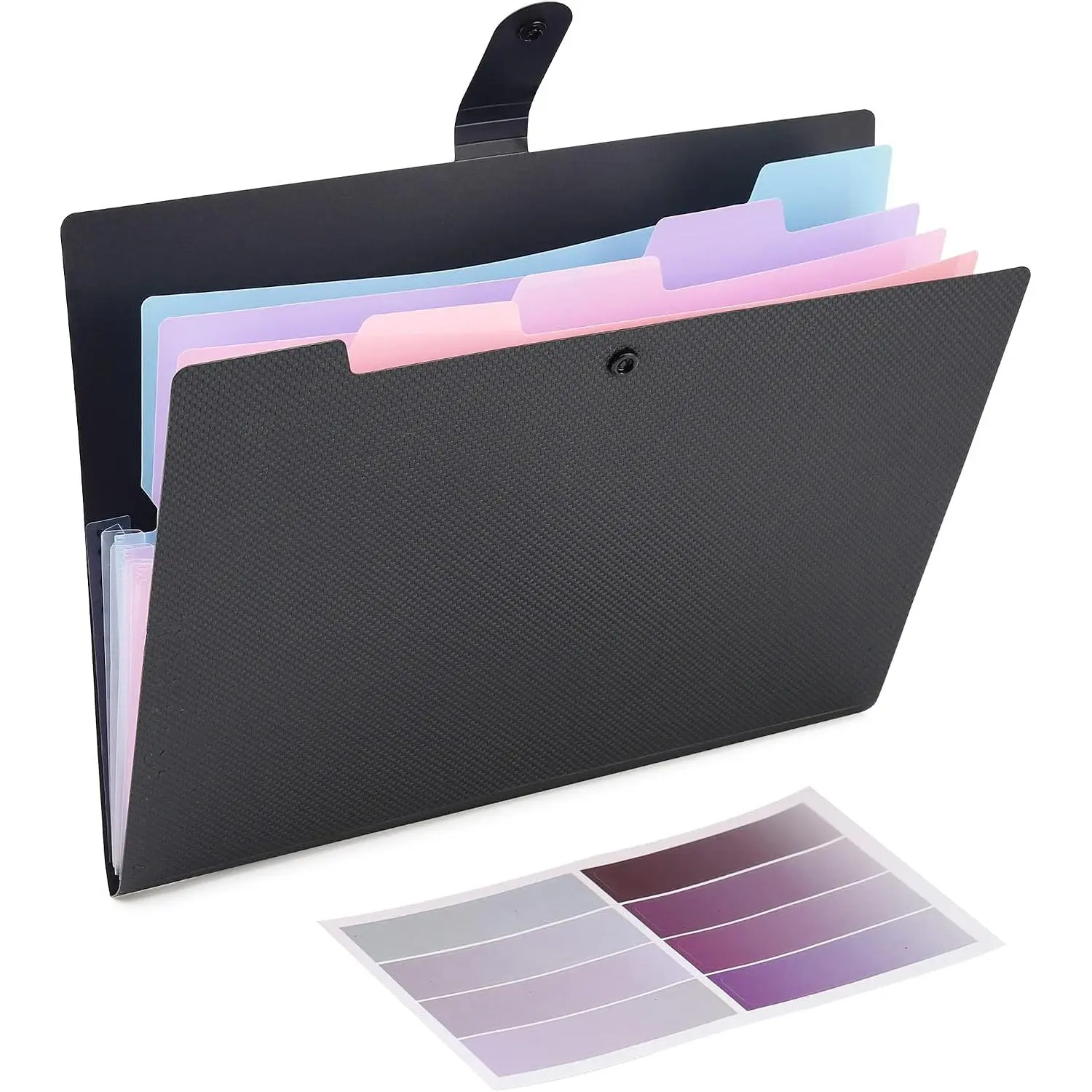 Expanding File Folder, 5 Pocket Cute Folders with Labels Letter Size Accordion File Organizer Portable Expandable File Folder For Documents Aesthetic Paper Organizer Folder for School Office