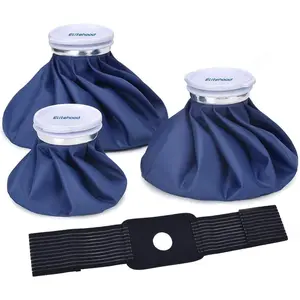 Ice Cold Pack Reusable Ice Bags Hot Water Bag for Injuries, 4-Pack, Hot & Cold Therapy and Pain Relief with Elastic Breathable Support Wrap, 3 Sizes (6"/9"/11"), (for Hot Therapy is 50-60℃)