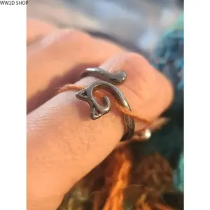 Cat Design Knitting Ring Tool  Cat Design Knitting Ring for Men and Women, Adjustable Crochet Loop Jewelry Accessory, Personality Knitting Tool for Crochet, Fashionable Craft Use