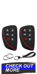 2pcs Compatible with Chevy Chevrolet Silverado GMC Sierra 1500 2500 3500 Smart 5 Buttons Key Fob Cover Case Key Chain Protector Keyless Remote Holder