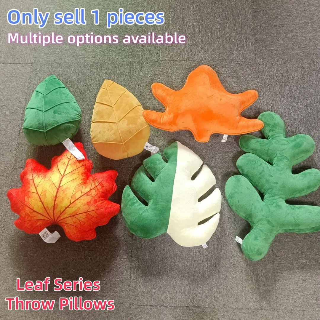 3D Leaf Shaped Throw Pillow, Novelty Plant‑Shaped Decorative Cushion, Cute Simulation Leaf Pillow for Sofa Couch Bedroom Home Decor, Multiple Styles Available