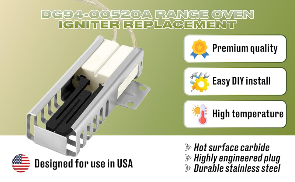 Replacement 6 gas range ignitor, Replacement for numbers AR5066 12400035 318177710 7318177710 316428600 5303308452