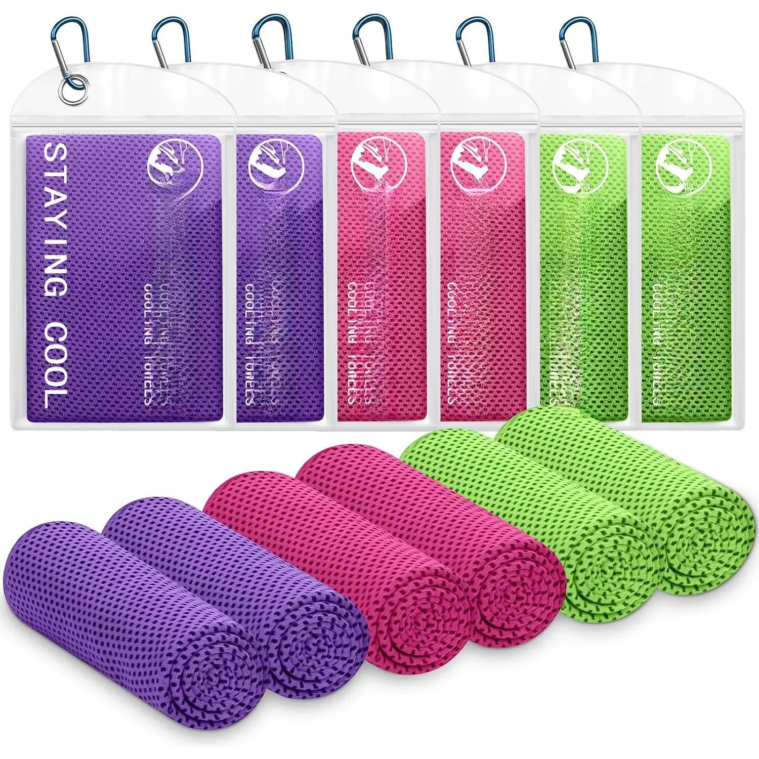 40"*12" Cooling Towels 6 count, Cool Towels  Cooling Rags for  and ,   Cooling Towel for Hot Weather, Chilly Towels for Athletes, Yoga, Gym, Golf