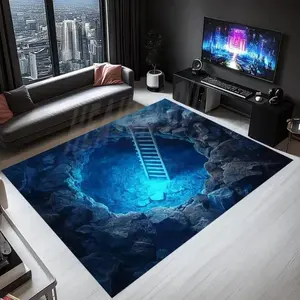 Non-slip 3D Illusion Koi Fish Mat for Living Room Washable Decor