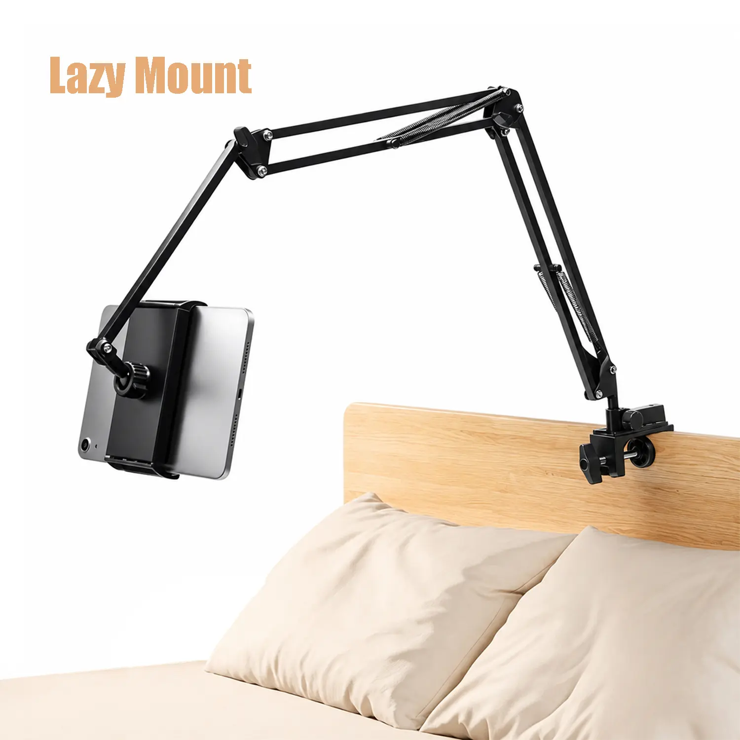 Adjustable Tablet Holder for Desk, Tablet Phone Stand for Bed, Flexible Tablet Arm Clamp Compatible with iPhone 17 16 15 Pro iPad Kindle Galaxy Tab 5.1-9.8 Inch Devices mount