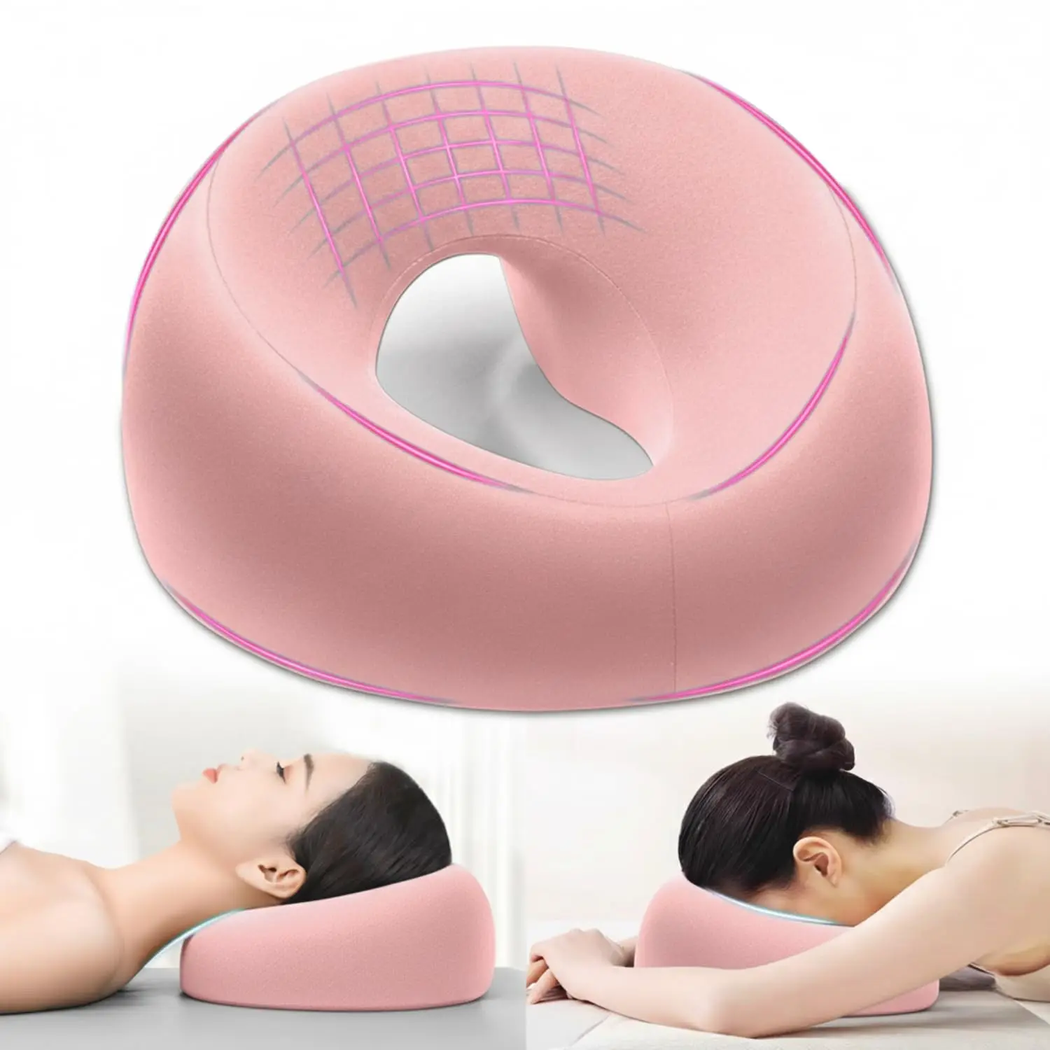 Massage Face Cradle Headrest for Bed,Face Down Pillow Massage Sleeping,BBL Pillow After Surgery,Post Eye Surgery Recovery,Pillow for Stomach Sleeper (Pink)