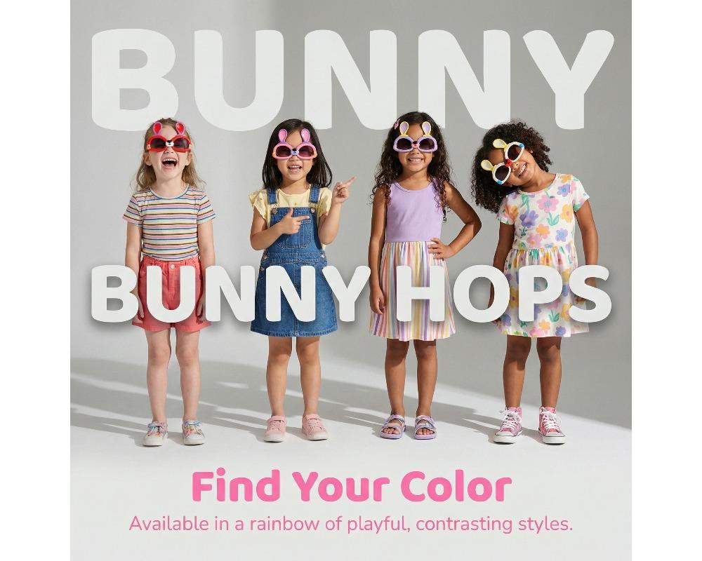 Cute Bunny Ears Kids Sunglasses 3D Cartoon Character Sunshades for Toddlers Multi-Color Decorative Eyewear for Summer Photos Lightweight Outdoor Sun Protection for Children Toddler Holiday Accessory