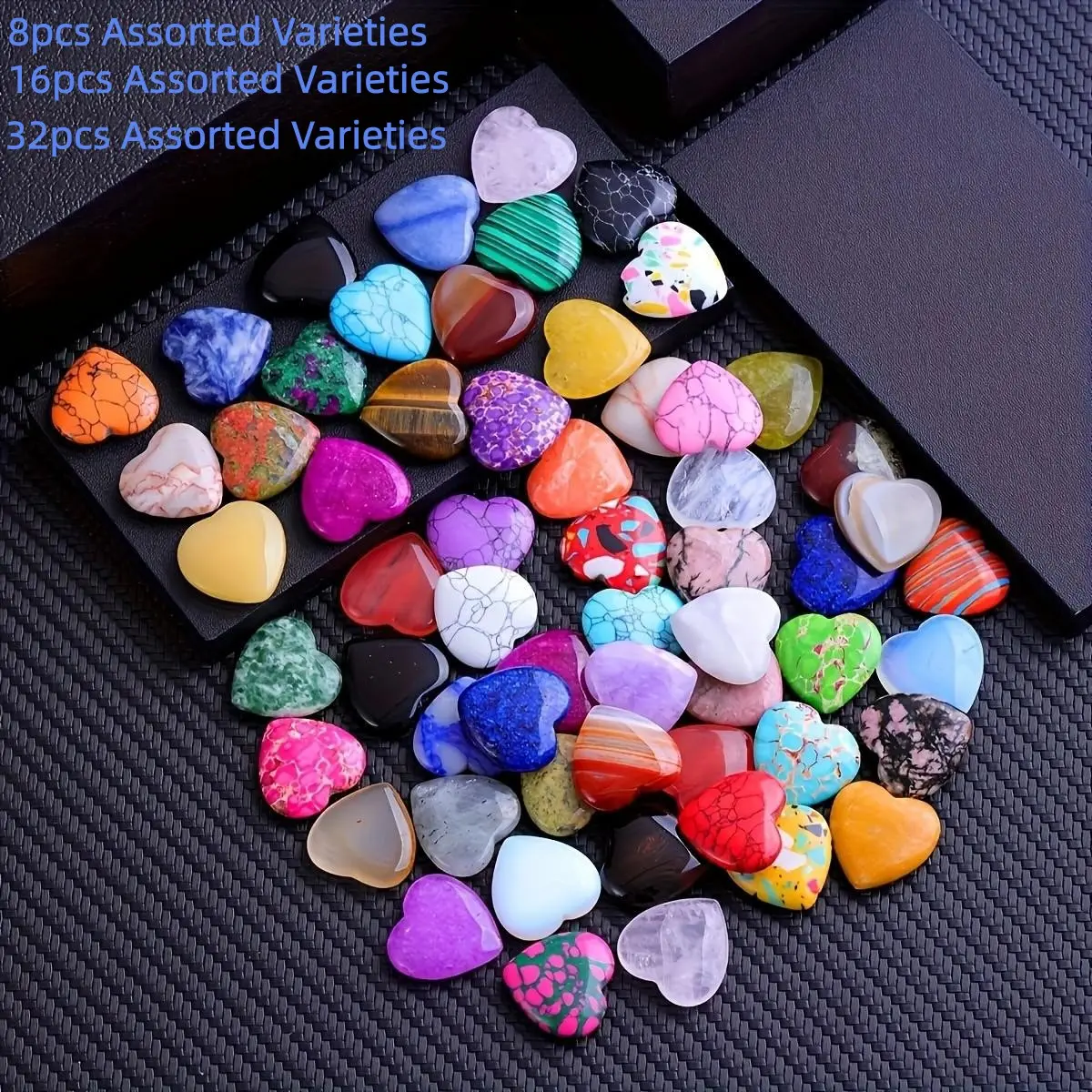 Heart-Shaped Crystal Gems Set, Symbolizing Love & Harmony, Ideal for Meditation, DIY Jewelry, Perfect Gift, Random Colors, 8/16/32 Pieces