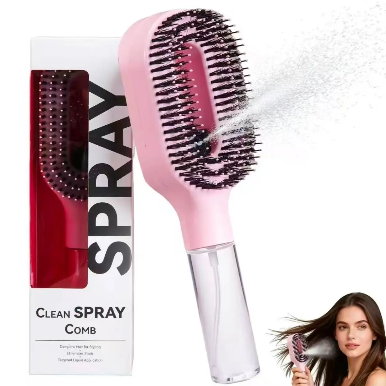 2026 spray comb, double teeth design forscalp massage, styling comb, Volumizing comb, anti-static, can be equipped with water oressential oil for hair care, salon hairdressing tools, Suitable for curly/straight hair, holiday giftDurable Hairdressing Comb