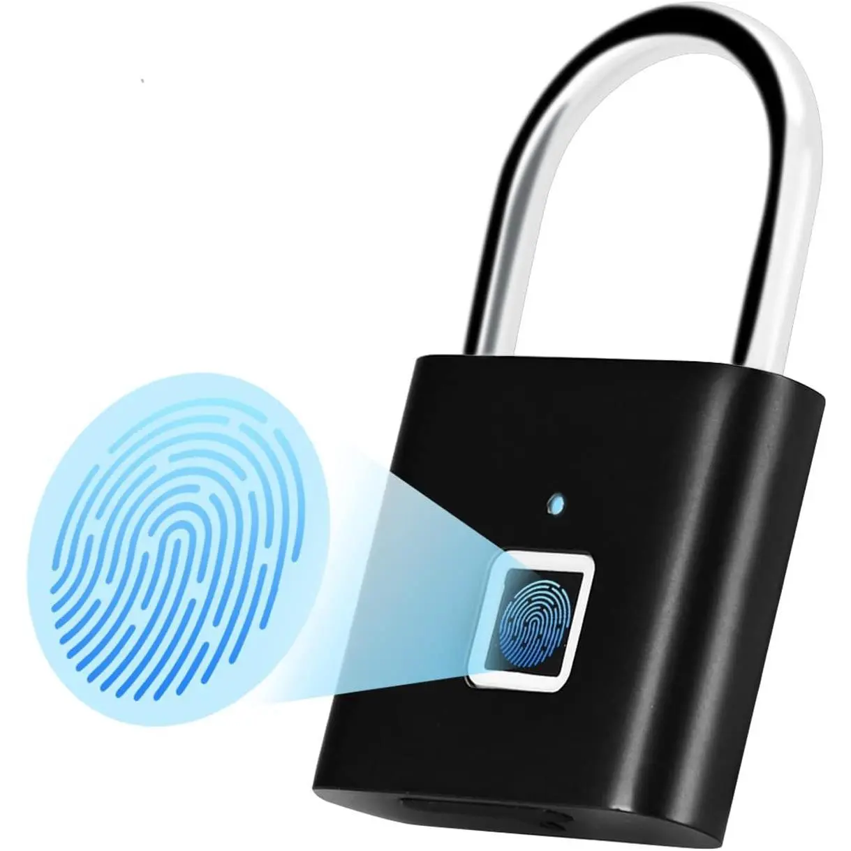 Fingerprint Padlock, Locker Lock, IP54 Smart Pad Lock Waterproof Small Portable Padlock, Luggage, Gym, Suitcas