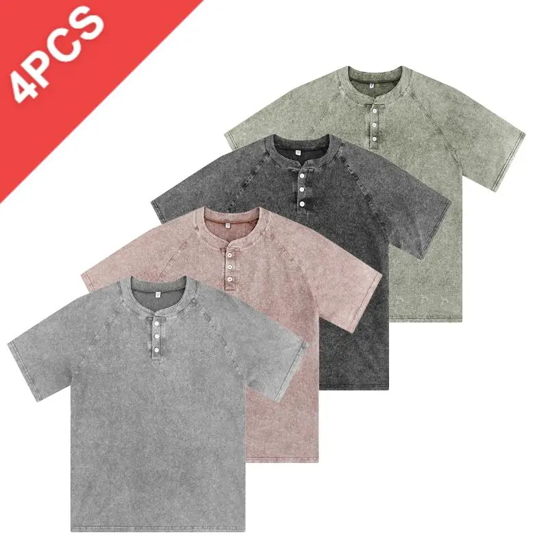 Men's Classic Henley T-Shirts, Slim Fitted 100% Cotton Muscle Tees with Buttons, Longline Workout Shirts for Gym, Casual and Everyday Wear