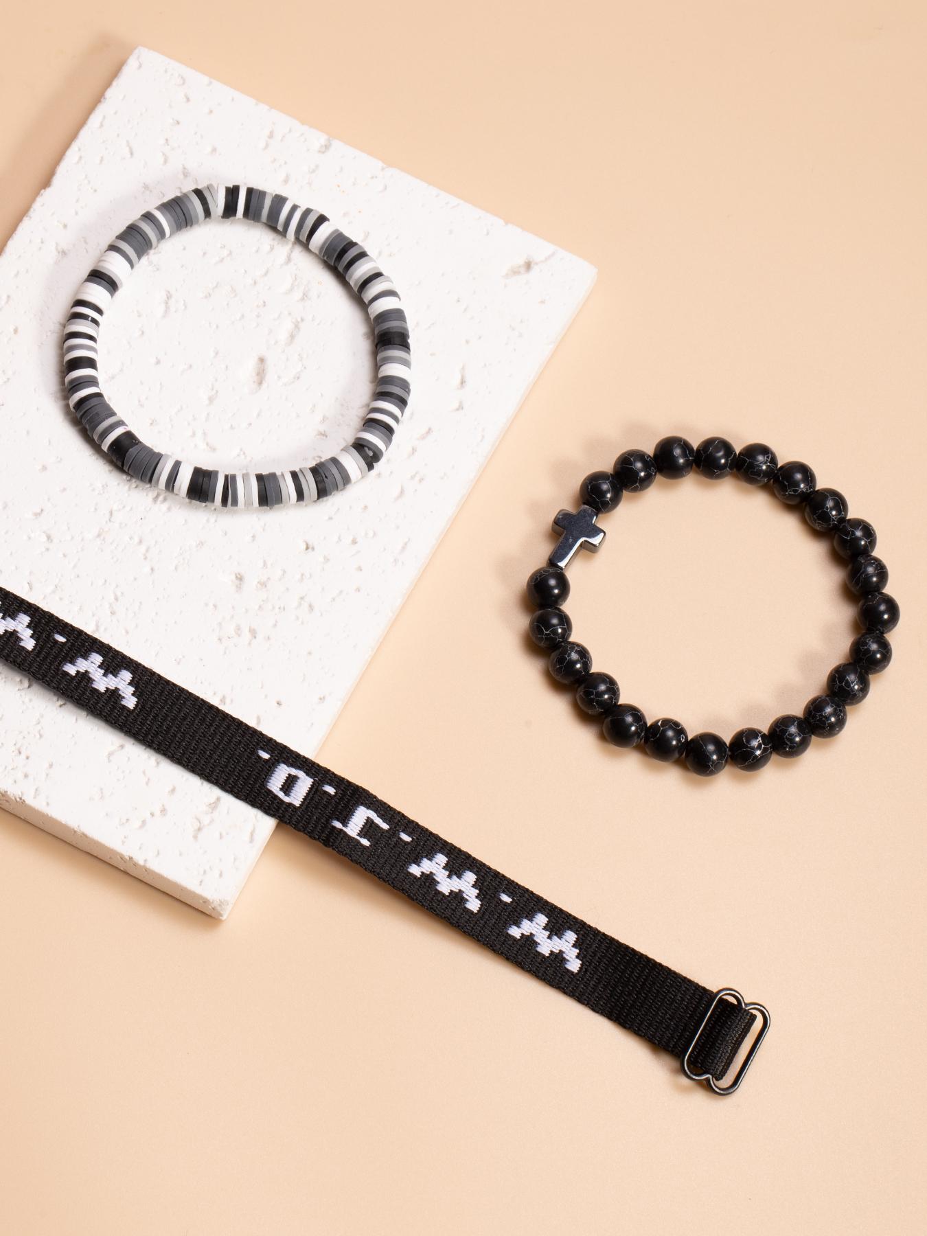 WWJD Letter Design Bracelet, Cross Charm Bracelet for Women & Men ...