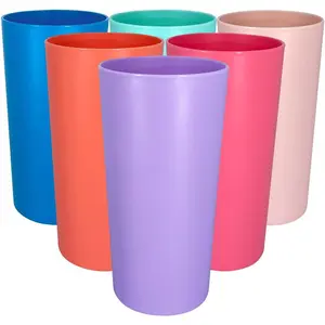 26 ounce Plastic Tumblers/Large Drinking Glasses/Party Cups/Iced  Glasses,Unbreakable, Dishwasher Safe, ,set of 6 in 6  Colors
