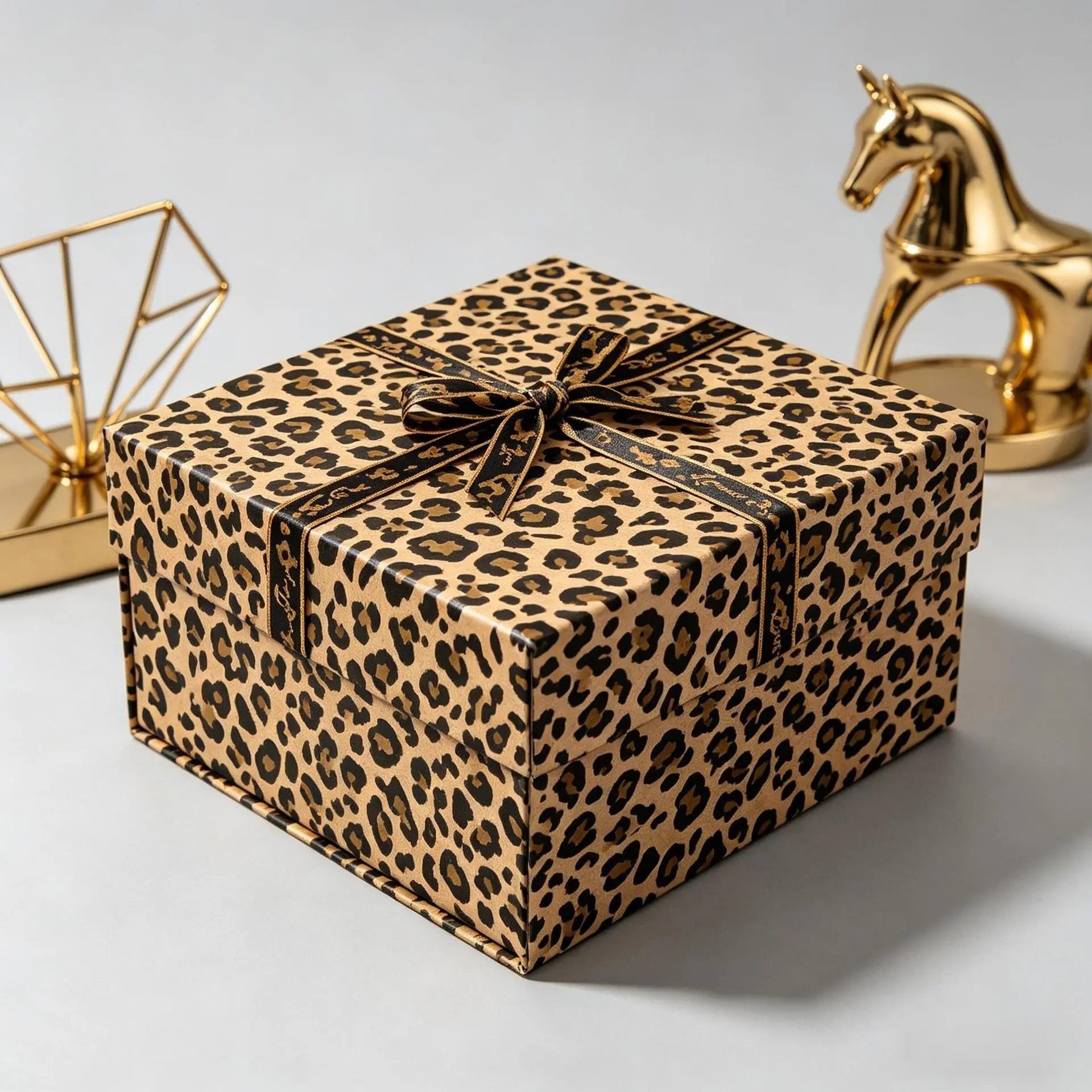 Reversible Gold Leopard Print Wrapping Paper, Elegant Cheetah Print Gift Wrap Roll for Birthday, Bachelorette, Graduation, Wedding, Anniversary, Mother's Day, Christmas (17in x 32.8ft)