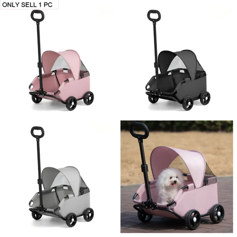 Portable Foldable Small Pet Stroller with lightweight frame, ideal outdoor travel cart. Fits teddy, tiny dogs and kittens, effortless storage and smooth daily outings for your lovely pets