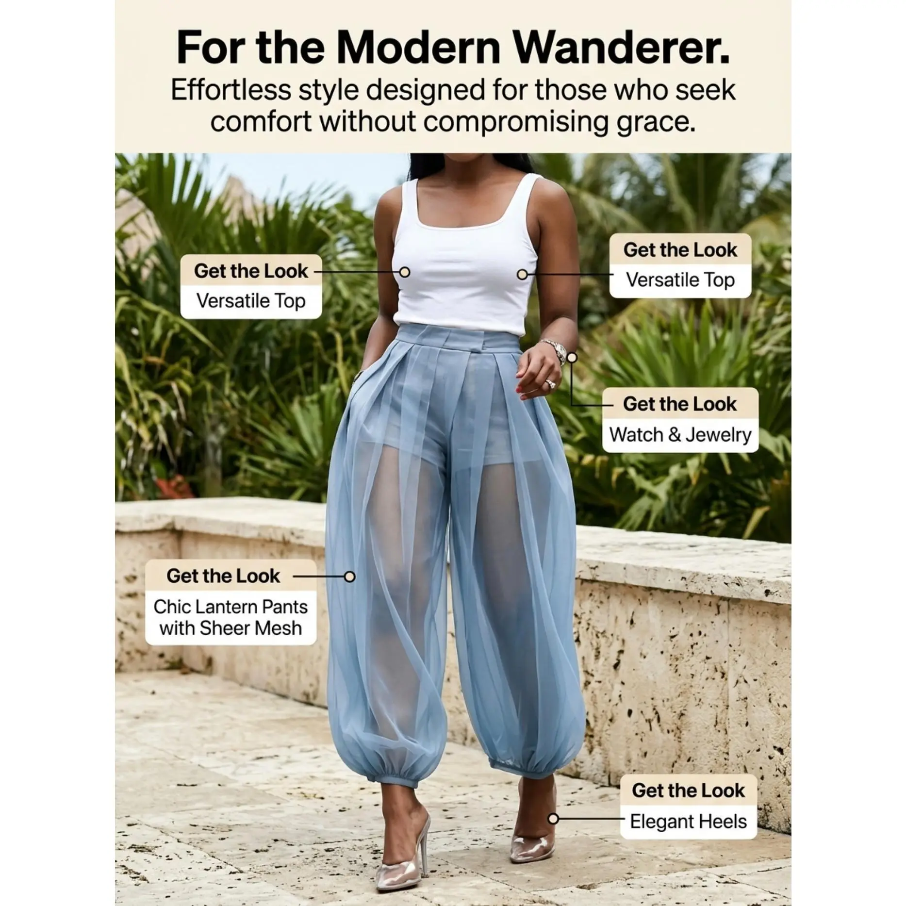 Women's High-Waisted Pleated Ankle-Length Lantern Leg Pants - Plain, Lightweight Polyester, Side Pockets, Built-In Breathable Mesh Safety Shorts, Tied-Cuff, Machine Washable for Summer Vacations & Daily Wear