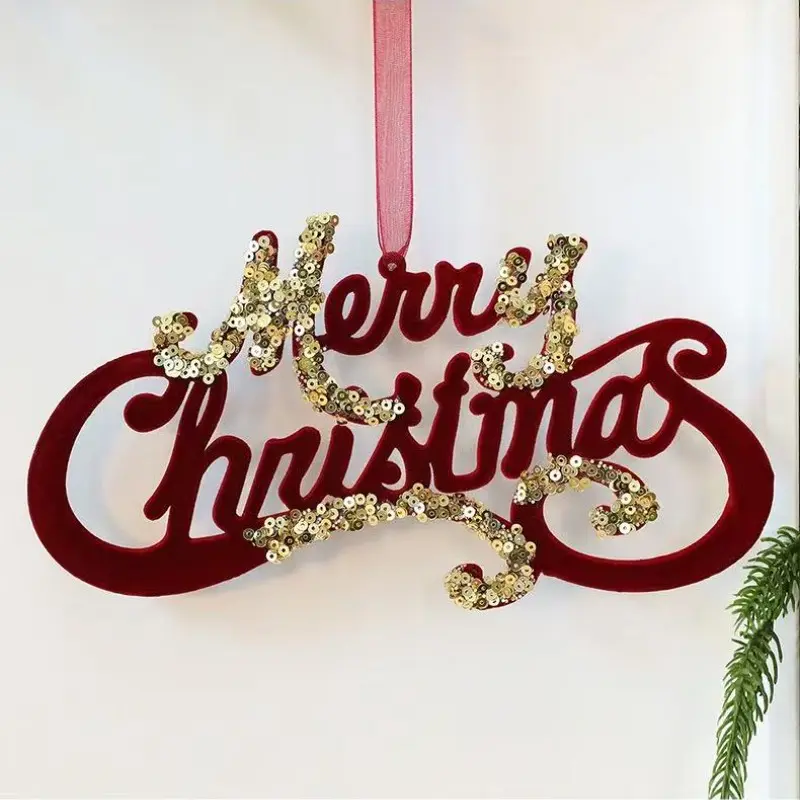 Vintage Red Flocked Christmas Ornaments, Gold Sequin Xmas Hanging Pendants, Reindeer, Ballerina, Butterfly, Snowflake Decor for Christmas Tree, Front Door, Fireplace, Holiday Home Decor & Gift for Women