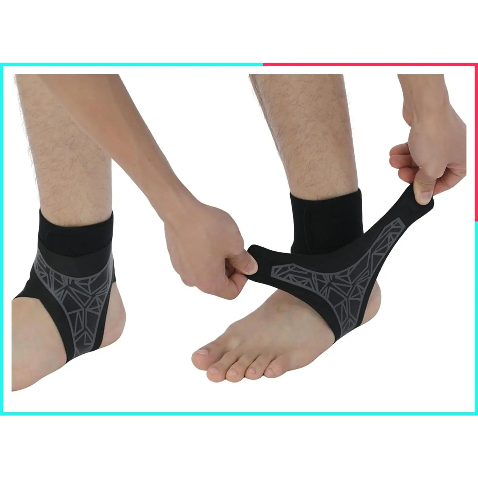 2 Pack Ankle Brace Compression Sleeve for Men & Women - Plantar Fasciitis & Achilles Tendonitis Support, Elastic Ankle Wrap, Gray (S/M)