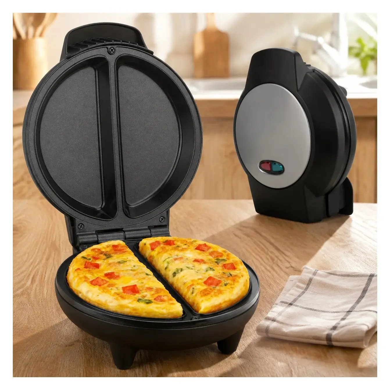 Dual-Zone Electric Omelette Maker with Ceramic Nonstick Coating for 2 Individual 6.5” Omelets & Frittatas, Breakfast Egg Cooker, GraphiteGift