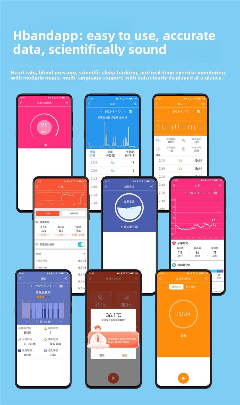 F57L Smart Watch Sports Bracelet Heart Rate Blood Pressure Monitor Body Temperature Sleep Measurement Step Counting Fitness Tracker IP68 Waterproof Smartwatch for Men Women