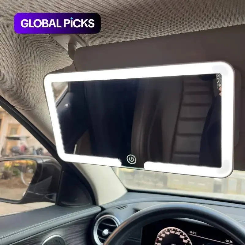 Car LED Makeup Mirror with LED Lights - Sun Visor Mounted, Portable, High-Definition Clear-View 1-Count Car Accessory for Easy Application #GLOBAL PICKS