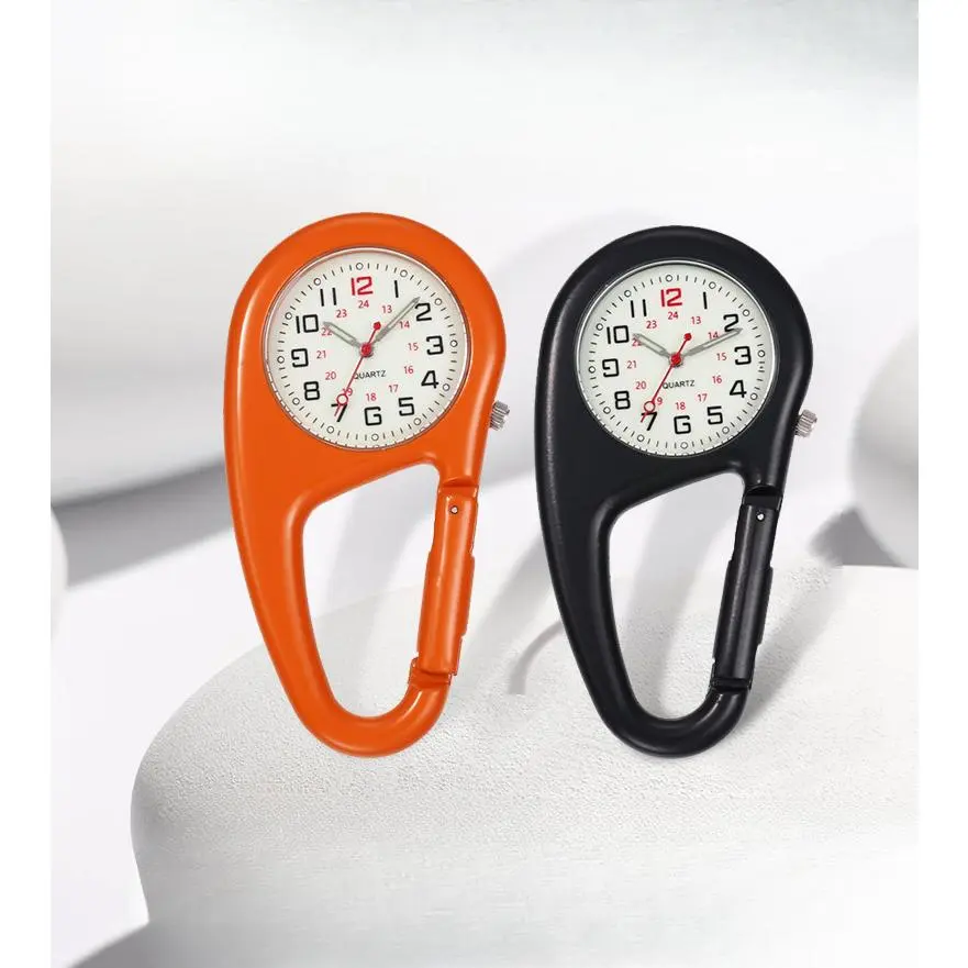 Women's Carabiner Watch, Luminous Quartz Movement, Stainless Steel Band, Compact Clip-On Outdoor Timepiece