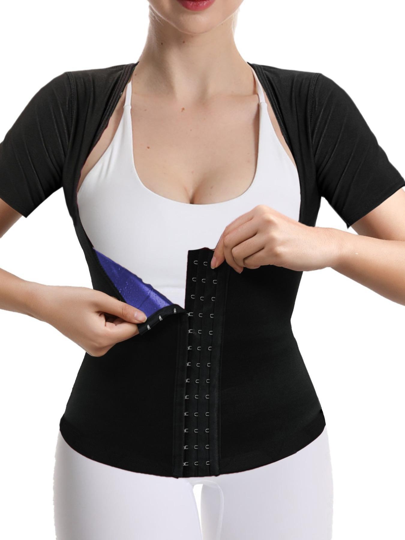 Female Sweat Break Buckle Chest Support Short Sleeve Adjustable Sports Top Casual Sporty Top Sauna Running Clothes Compression Clothes Sports Clothes Yoga Clothes Running Clothes Minimalist Compression Tops Mother's Day Valentine's Day Gift