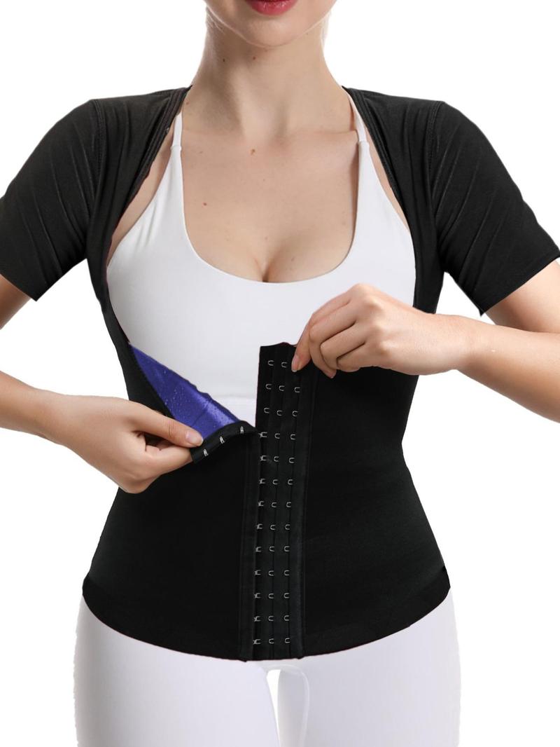 Female Sweat Break Buckle Chest Support Short Sleeve Adjustable Sports Top Sauna Running Clothes Compression Clothes Sports Clothes Yoga Clothes Running Clothes Mother's Day Valentine's Day Gift