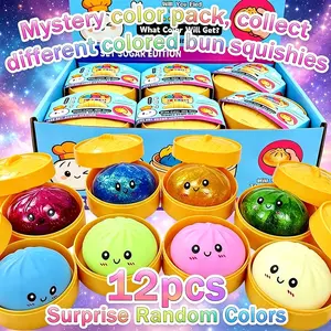 12pcs - Sparkling Dumpling Pinch with Box, Colorful Cute Bun Soft Cute Toys, Soft Sensory Squeezing Toys, Relieve Stress, Mysterious Sparkling Dumplings, Stress Relieving Dough