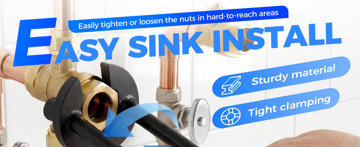 2 Pcs Multifunctional Sink Wrench, Basin Faucet Wrench, Plumbing Tools for Tight Spaces Kitchen Bathroom Home, Portable Installation Tool for Homeowners (A+B)