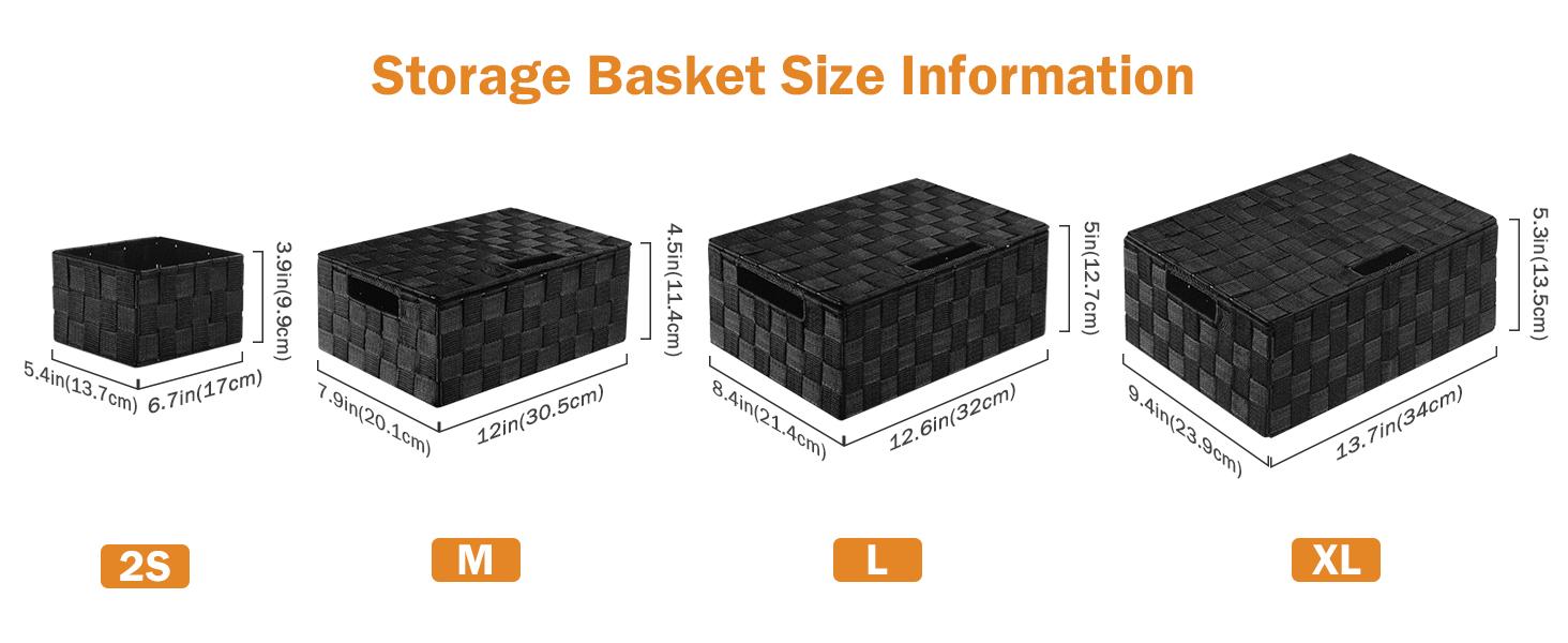 Storage Bins Baskets for Organizing with Lids, Storage Baskets for Shelves Stackable Woven Basket, Gift Small Basket Storage Cubes, Decorative Wicker Basket with Built-in Handles (5 Pack, Black)