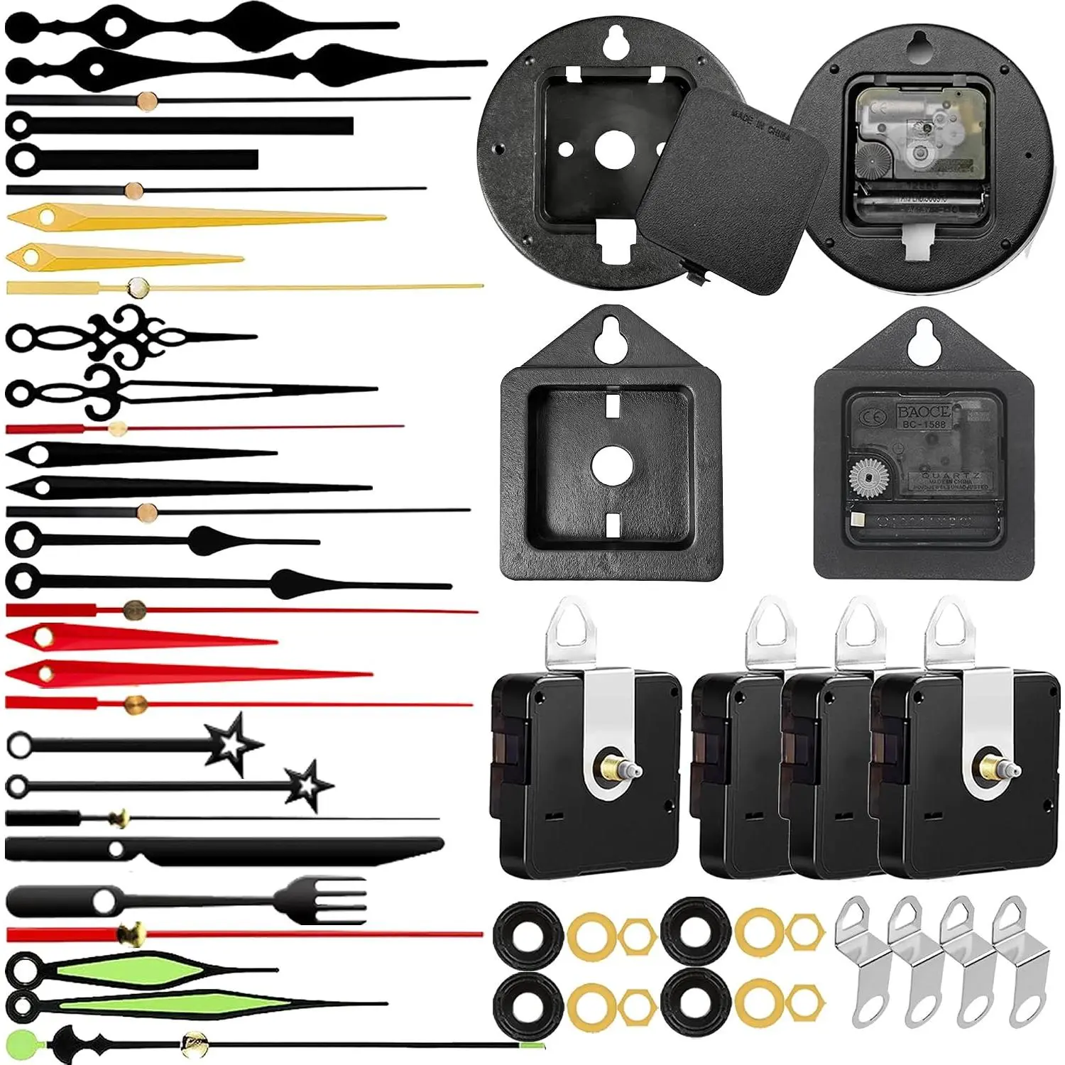 High Torque Quartz Clock Movement Mechanism  Clock Kit with Protective Cases Pairs of Clock Hands for Repair Clock  Shaft Lengths 16mm