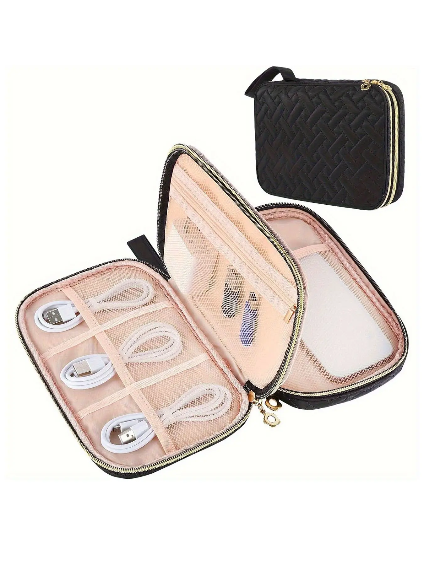 Large Capacity Data Cable Organizer Bag, Digital Storage Pouch for Cables Chargers USB Drives, Convenient Tech Accessories Holder