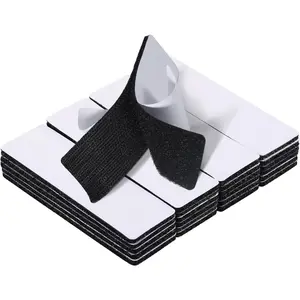 20 Sets 1x4 Inch Hook and Loop Fastener Strips with Adhesive Heavy Duty Double Sided Sticky for Picture , Wall Mounting Tape, Outdoor, Fabric, , Office, Black