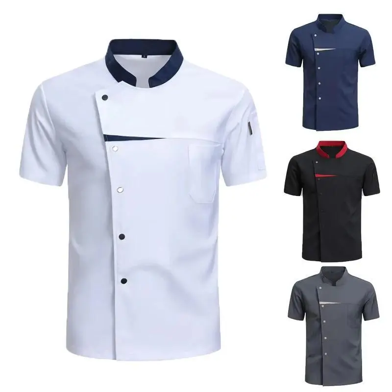 Chef Jacket Men Women Short Sleeve for Hotel Restaurant Kitchen Waiter Baking Bartender Uniforms