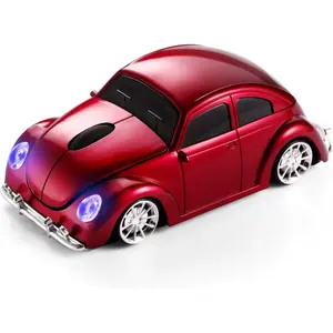 Fashion Creativity Classic Car Shaped Mouse  with LED Headlights, 1600 DPI, 2.4Ghz Wireless Computer Mouse, Comfortable for Every Use, Red