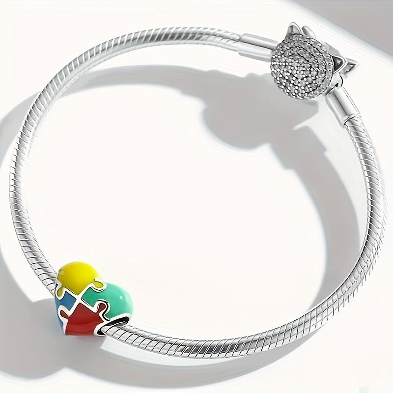 [Lovely Heart Pendant] 3pcs Lovely Color Heart Puzzle Design Alloy Bead Pendant | Suitable For DIY Handmade Jewelry, Bracelet Necklace Accessories Production Materials