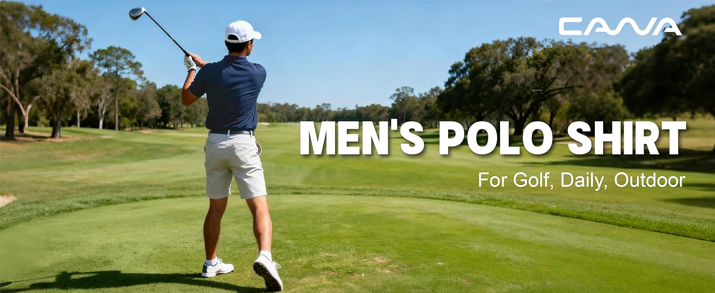 Men's Polo Shirts Golf Short Sleeve Dry Fit Moisture Wicking Performance Collared Polos Athletic Casual Work Shirt
