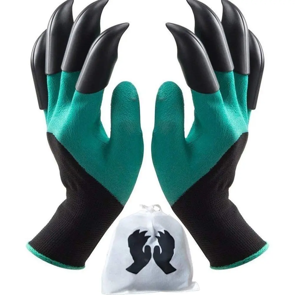 Garden Gloves with Fingertips Claws Quick–  for Digging Weeding Seeding Poking -Safe for Rose Pruning  Gardening Tool   for Gardeners (Double Claw)