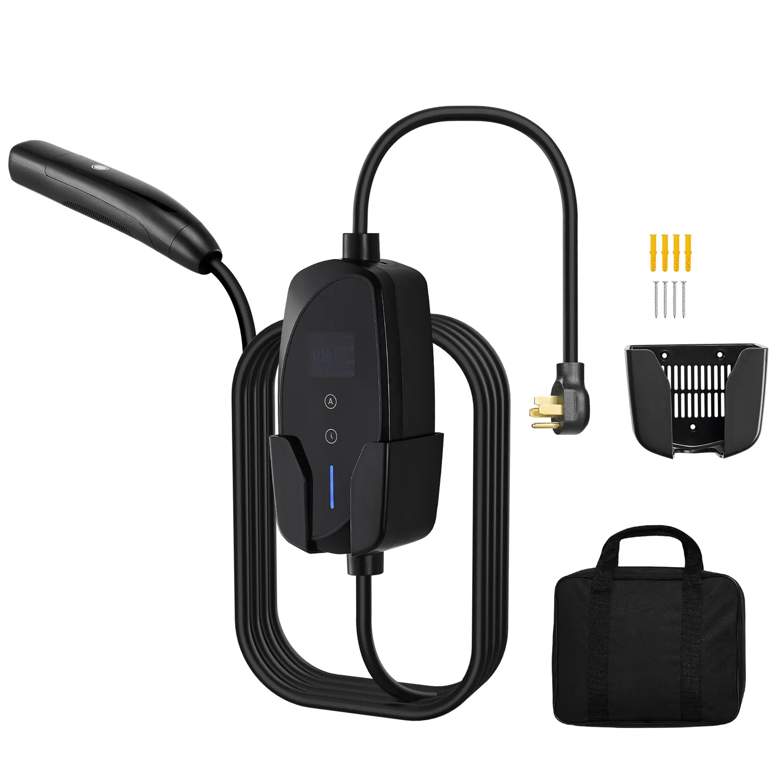 Level 2 Tesla Charger, 40 Amp Adjustable Current, 240V Portable Home Electric Car EV Charger with 25 ft Charging Cable, NEMA 14-50P Plug, LCD Display, NACS Connector, for Tesla Model Y/X/3/S