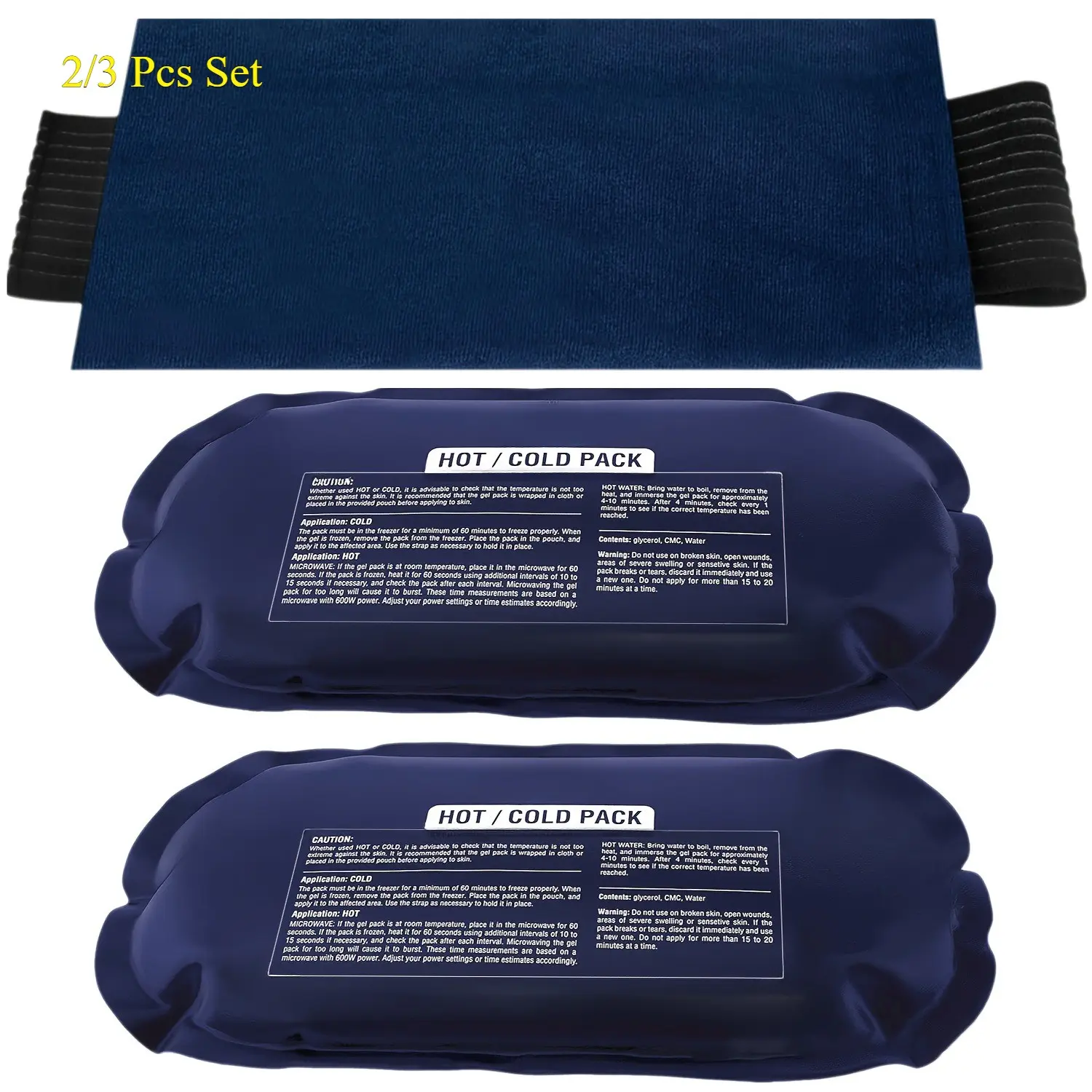 Reusable Ice Packs for Injuries, 3-Piece Set, Ice Head Wrap Hot and Cold Therapy Gel Wrap, Supports Recovery, Joint and Muscle Pain Relief, Cooling Pads