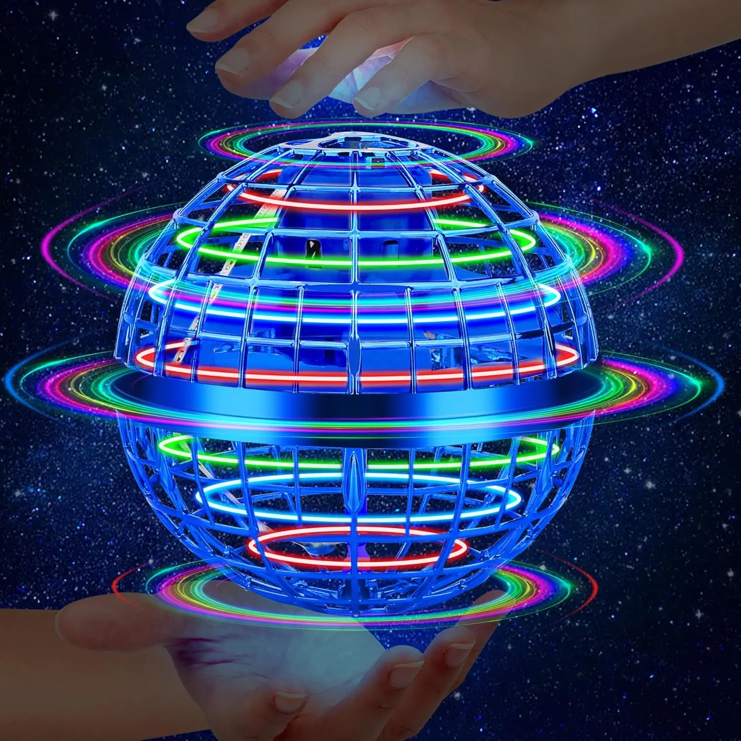 Vantexi Flying Orb Ball Toy,2026 Upgraded Parachute with LED Light,Magic Hand Controlled Gravity Ball,Cosmic Globe Boomerang,Cool Christmas Birthday Gift for 6 7 8 9 10+ Year Old Boys Girls Teens-Navy Ball With Lights Magic Hover Ball