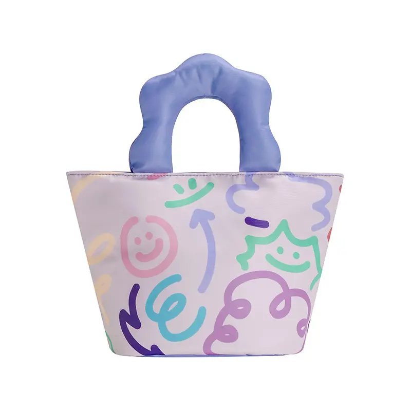 Printed Graffiti Insulated Lunch Bag - Cute Thermal Tote with Padded Handle, Snap Closure, Reusable for Work & School, Fashion Accessory Meal/Snack Tote, Durable Lunch Bags, Lunch Tote Cooler campingessentials