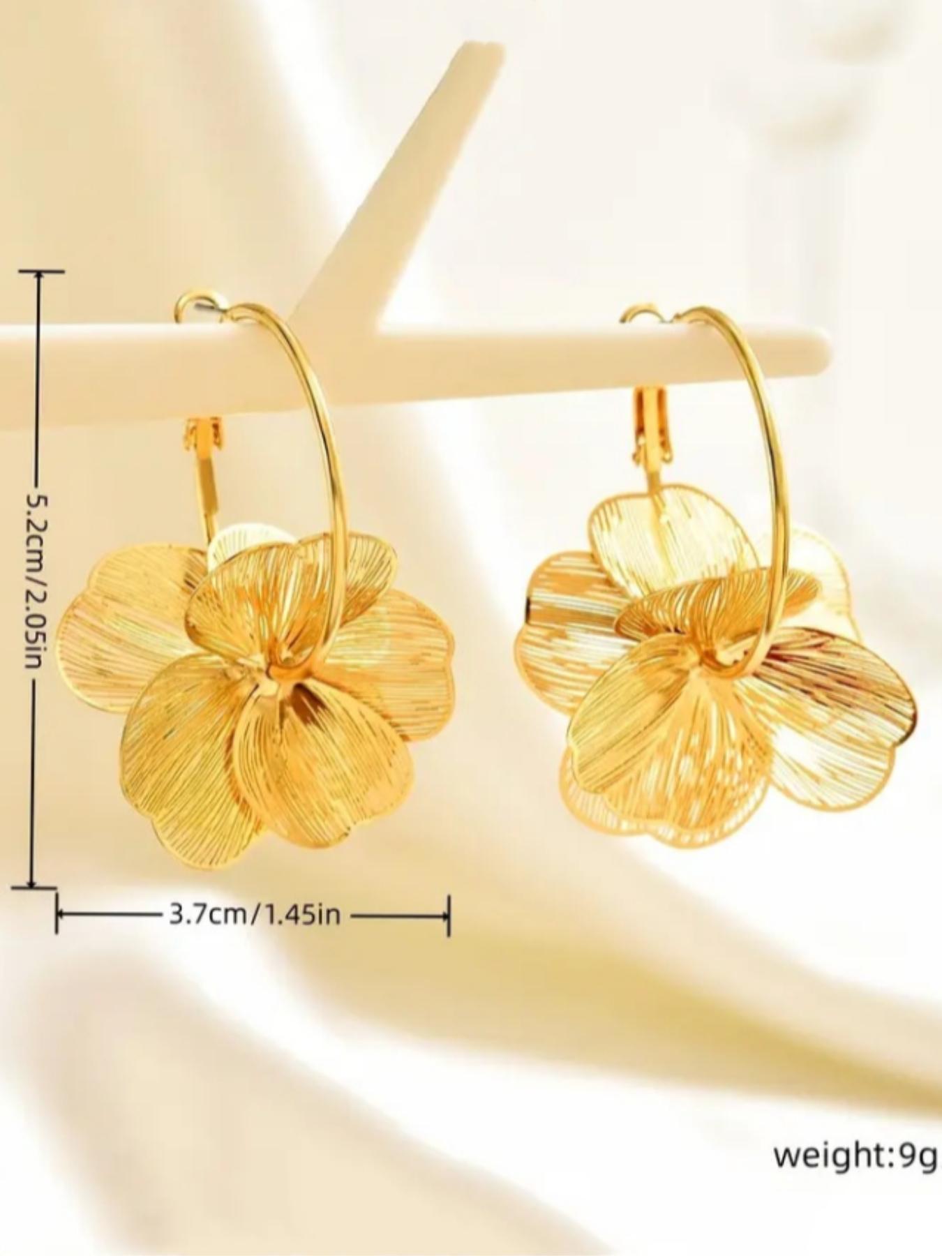 Double Layer Hollow Out Flower Design Dangle Earrings, Elegant Jewelry for Party, Daily Clothing Decor, Trendy All-match & Exquisite Jewelry for Birthday Gift, Bling Stylish Accessory