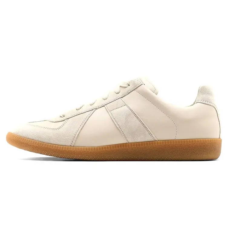Maison Margiela Replica Men's Beige Casual Leather Low-Top Trainer Footwear, House White Official Shoes with Verifiable Credentials & Global Authentication Support (Maison Mihara Verified)